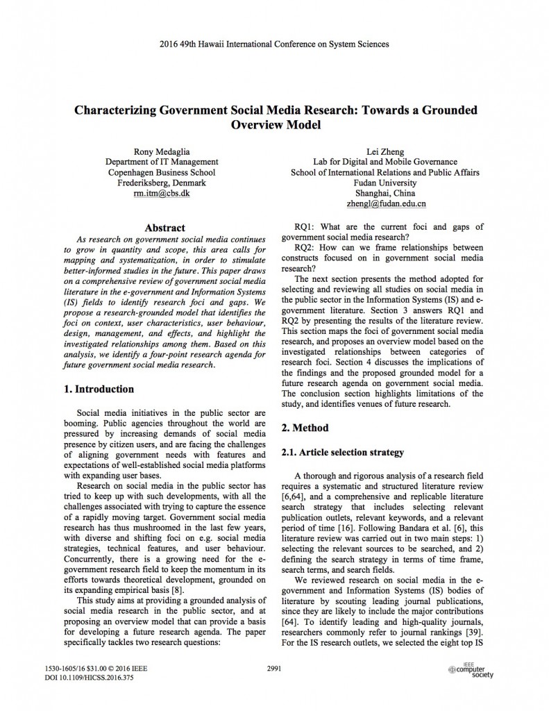 Characterizing Government Social Media Research- Towards a Grounded Overview Model